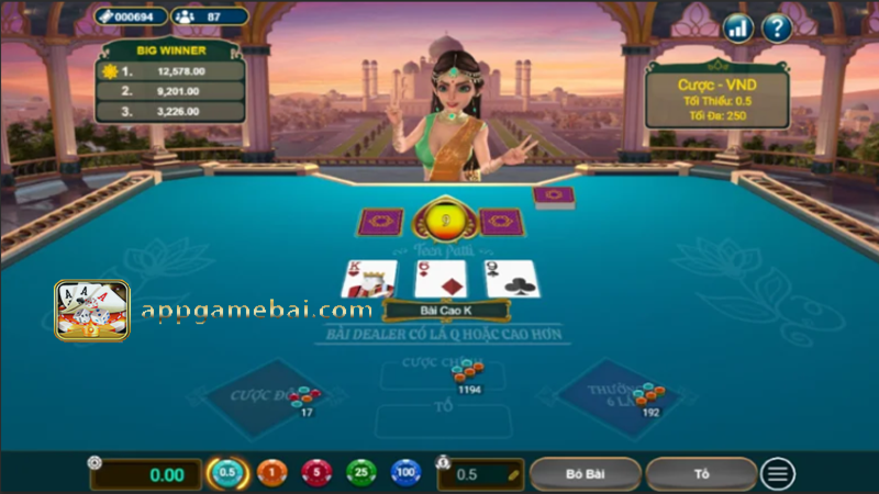 Cách chơi game Teen Patti